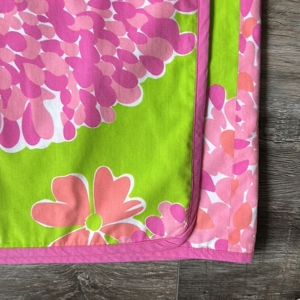 Lilly Pulitzer skirt wrap around A line green pink size 10 floral pronted spring - Picture 3 of 9
